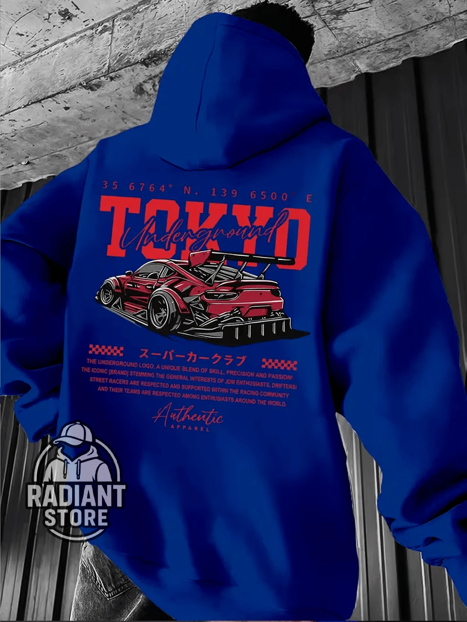 Comfortable Basic Sweatshirt For Everyday Wear Tokyo Cars Japan JDM Gear Art Streetwear Urban Culture Street Fashion Street Graffiti Tagging Skater Skateboarding Unisex Men's Women's Sweatshirt 50% Cotton 50% Polyester Top Premium Streetwear New Release Immediate Shipping Various Colors!! - Xanh đậm - Xem 1