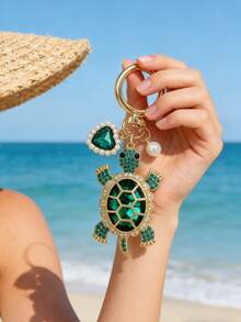 1pc Fashionable Gorgeous Ocean Style Cute Turtle Keychain, Suitable For Women's Car Keys, Bag Pendant Decoration And Gift - Multicolor - View 5