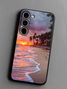 1 ốp lưng điện thoại TPU mềm hình bãi biển hoàng hôn, chống trầy xước và chống sốc, tương thích với Honor, dòng Galaxy A/S, 6A/7A/8A, 12T/13T/14T - màu đen - Xem 5
