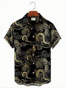 Summer Funny Hawaiian Shirts Men Clothes Street Retro Man Casual Short Sleeve Top Sea Marine Animals 3d Lapel Men's Shirt - A508D-AL23014 - 查看 1