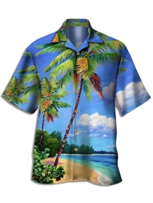 Men's Summer Parrot 3D Printed Shirt Men's And Women's Fashion Shirt Single Breasted Short Sleeve Hawaiian Casual Comfortable Breathable Shirt Men's Wear - A508D-AL23119 - 查看 1