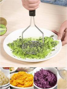 Meoky 1 cái dụng cụ ép đa năng bằng thép không gỉ - Dùng để ép khoai tây, rau củ, tỏi và nước ép | Dụng cụ nhà bếp cầm tay hiệu quả - màu đen - Xem 6