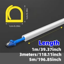 1pc 39.37inch/118.11inch/196.85inch Floor Wire Duct, Anti-Trip Bare Wire, Concealed Soft Cable Channel, Decorative Wire Protection Strip, Suitable For Desktop, Wall, And Floor Installation ﻿ - A - View 4