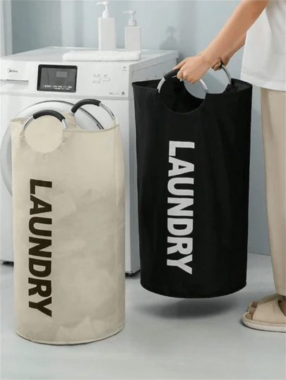 1 adet Büyük Katlanabilir Çamaşır Sepeti, Kalın Saplı, Bağımsız Yüksek Raf Giysi Saklama Kutusu, Yurt, Banyo, Çamaşır Odası, Balkon ve Ev Düzenlemesi İçin Uygun, Banyo Düzenlemesi