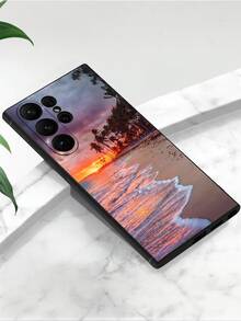1 ốp lưng điện thoại TPU mềm hình bãi biển hoàng hôn, chống trầy xước và chống sốc, tương thích với Honor, dòng Galaxy A/S, 6A/7A/8A, 12T/13T/14T - màu đen - Xem 4