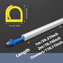 1pc 100cm/200cm/300cm Self-Adhesive Cable Trunking, Suitable For Desktop, Wall And Floor Installation, Prevent Tripping Over Exposed Wires, Conceal Flexible Cable Channels, Decorative Wire Protector, Home And Office Cable Trunking - A - View 4