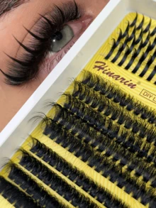 Hinarin 272pcs Spiky Fluffy False Eyelashes Set, 14-20mm Spiky Cartoon Style Lash Clusters, Volumizing Eyelash Extension Kit, DIY Fake Lashes - D - View 2