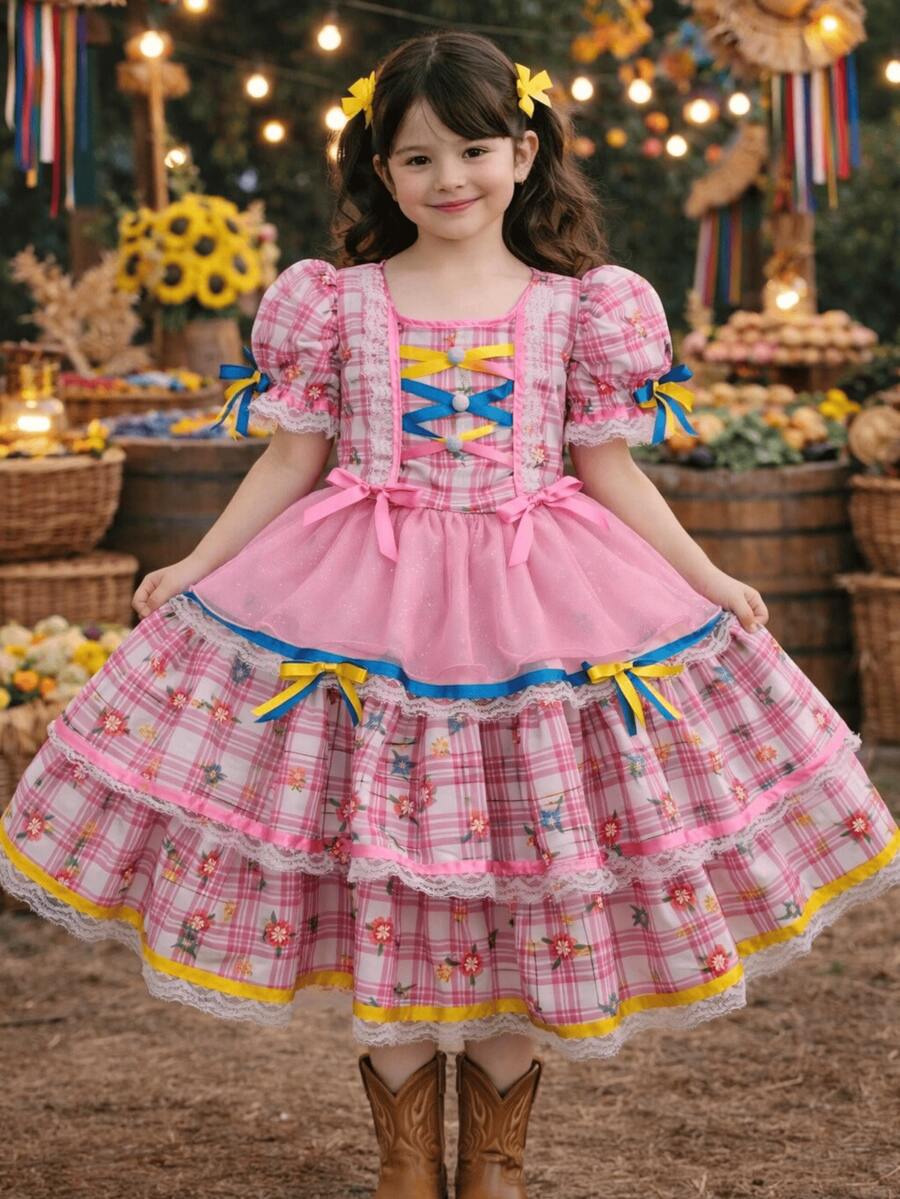 Super Luxury Reinforced Festa Junina Dress In Various Colors - Special Edition - 玫瑰 - 查看 1