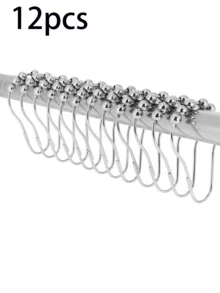 12/24个装重型防锈镀层浴帘挂钩，带顺滑滚珠轴承，铸铁材质 - 彩色 - 查看 8