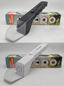 1 cái vợt bắt côn trùng cầm tay di động có cơ chế thả - Làm bằng nhựa ABS, không dùng pin, thích hợp cho ong, nhện và các loại côn trùng nhỏ, dụng cụ diệt trừ sâu bệnh trong nhà và vườn, bao gồm hộp đóng gói riêng. - Một kích thước phù hợp với tất cả - Xem 17