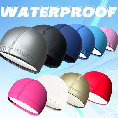 1 pieza Gorro de natación de talla grande para adultos, de unicolor, impermeable y cómodo, equipo de natación unisex