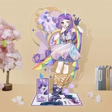 MY LITTLE PONY 一套小马宝莉拟人化亚克力立牌，包含Fluttershy、Pinkie Pie、Twilight Sparkle、Rainbow Dash、Rarity和Applejack，可爱桌面摆件，高性价比卡哇伊小马周边手办，适合圣诞节和日常展示 - 彩色 - 查看 8