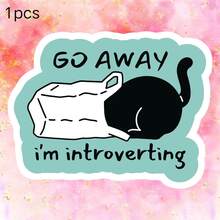 Black Cat In A Bag, "GO AWAY I'M INTROVERTING" Cute Sticker With Social Anxiety Self-Deprecation - Waterproof Vinyl Sticker - Durable Matte Surface, Self-Adhesive Bumper Sticker, Suitable For Cars, Windows, Laptops, Trucks, Water Bottles - Multi-Purpose Durable Design, Car Sticker - Vinyl - View 11