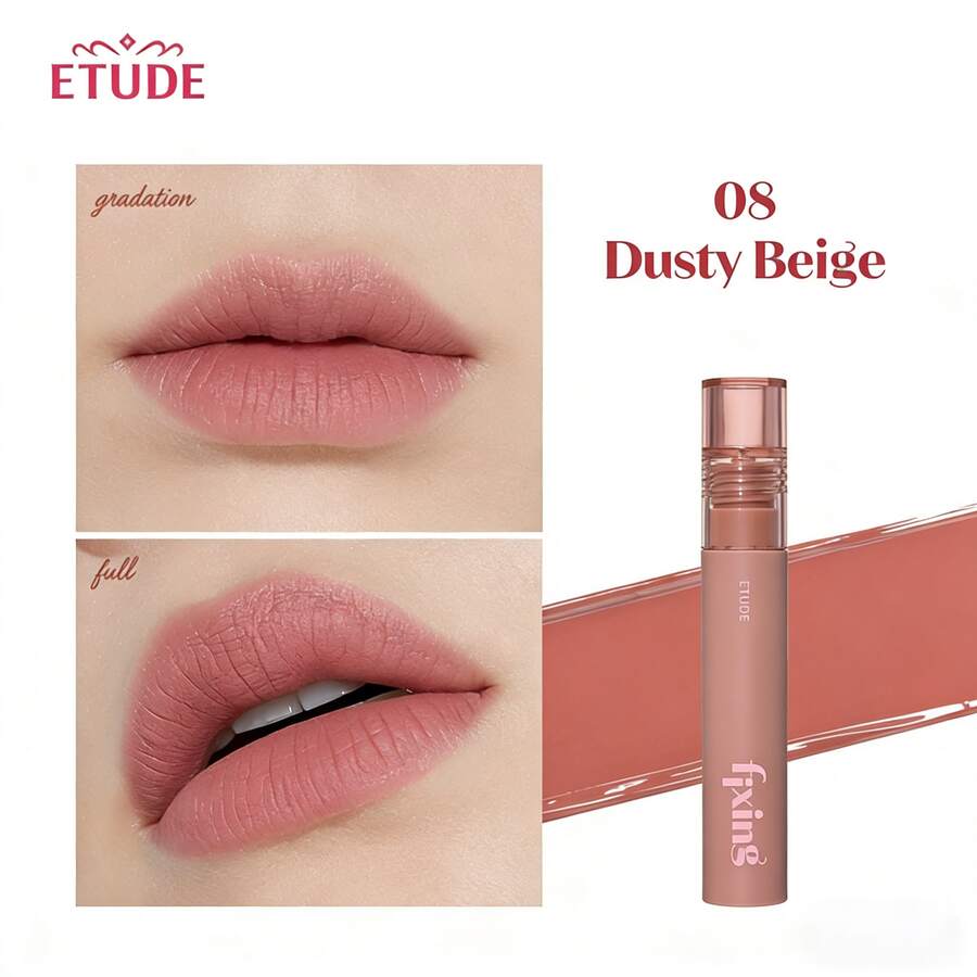 ETUDE Fixing Tint Lip - Watercolor Matte Lip Gloss, Moisturizing & Smudge-Proof Formula, Waterproof & Long-Lasting, Korean Vegan Certified, Blurring Liquid Lipstick - 08 Dusty Beige - View 1