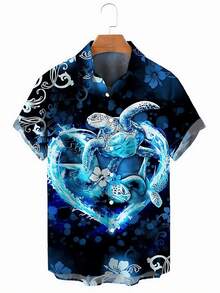 Summer Funny Hawaiian Shirts Men Clothes Street Retro Man Casual Short Sleeve Top Sea Marine Animals 3d Lapel Men's Shirt - A508D-AL23003 - 查看 1