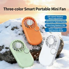 Ventilador eléctrico portátil recargable, mini, con batería de 1200mAh y pantalla digital turbo de mano - multicolor - Ver 9