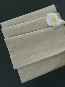 [Natural Linen] 1 Piece Of Natural Linen Fabric, 60 Inches Wide, 1 Yard Long, Linen, Burlap, Solid Color, Craft Accessory For Dining Table - Imitation Linen - View 3