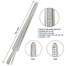 1/2/7pc Bracelet & Ring Size Measurement Tool, Bracelet Inner Diameter Measuring Ruler & Card, 4-In-1 Alloy Measuring Rod + US Size Measuring Ring, Measuring Tape For DIY Bracelets & Jewelry Making, Essential For Jewelry Enthusiasts - Multicolor - View 6