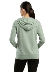 Women's Lightweight Cotton Hoodie Full Zip S-3XL With Pockets Hooded Sweatshirt Jacket Coat Solid Tops Regular & Plus Size Basic Layering Tops Warm Lightweight Cotton Zipper Hoodie Sweatshirt For Women Lady Sweatshirts Long Sleeve Outerwear For Spring Fall Winter Womenswear Activewear Streetwear - Sage - 查看 2