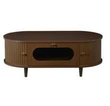 Coffee Table, 100 X 50 X 36 Cm, Walnut Finish. Coffee Table With A Drawer, Console Table With A Roll-Up Door, Side Table, Four-Legged Living Room Table, Walnut Finish. - Walnut - View 10
