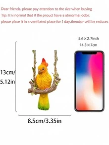 1pc Lifelike Green And Yellow Parrot Swing Decor - Resin Hanging Ornament, Suitable For Garden, Balcony And Outdoor Spaces, Battery-Free, Bird Decoration - A - View 9