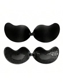 2pcs Push-Up Bra - Mango Shaped Strapless Backless Bra | Seamless Self-Adhesive Silicone Nipple Covers And Pads | Ideal For Wedding Dresses And Lingerie | Nude And Black Available | Professional Self-Adhesive Padding | Reusable | All Season Invisible Backless Bra - Multicolor - View 15