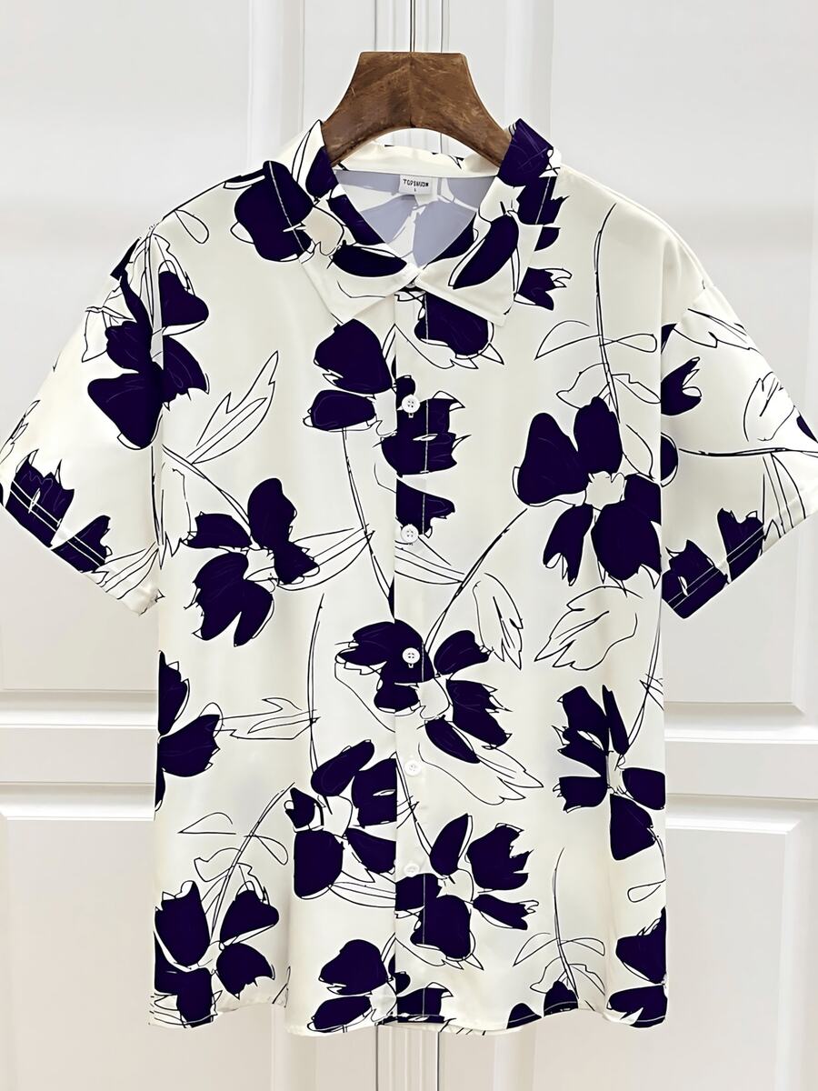 New Style Spring And Summer Men's Beach Hawaii Short Sleeve Flower ShirtApp - A508D-aL23568 - View 1