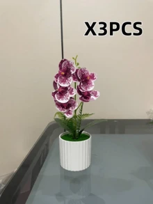 1/3盆仿真蝴蝶兰植物 - 逼真质感蝴蝶兰装饰，适用于家居、酒店、办公桌，配有塑料花盆 - 1盆人造蘭花盆栽 - 查看 12