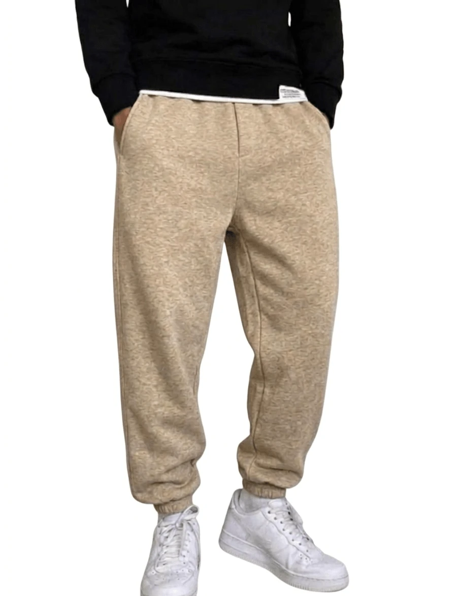 Men's Sweatpants, Winter Fashion, Cold Weather - 男士米色運動褲 - 查看 1