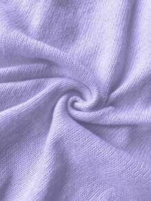 Plus Size Women Casual Drop Shoulder Cardigan Sweater, Suitable For Commuting, School And Vacation, Spring/Summer - Light Purple - View 5
