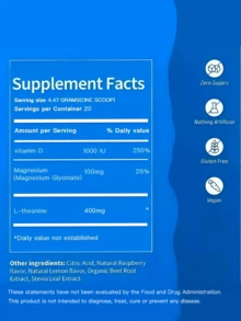 Polvo nutricional súper calmante, 20 sobres Rico en fibra dietética, vitamina C y antocianinas Favorece la defensa antioxidante y la salud intestinal Complementa los nutrientes que faltan en la dieta diaria Sabor a arándano rojo MVPCARE - Tres bolsas - Ver 9