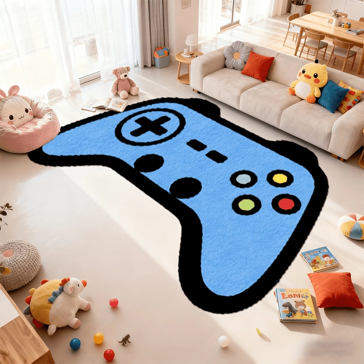 1pc Game Controller Shaped Carpet, Black Gaming Joystick Rug, Video Game Themed Carpet, Boys Room Decor, Game Lover Carpet, Decorative Rug, In-Style Carpet, Shower Mat, Sofa Seat Cushion, Home Decor, Living Room Carpet, Bedroom Rug, Entryway Mat, Kitchen Rug, Bathroom Mat, Study Room Carpet