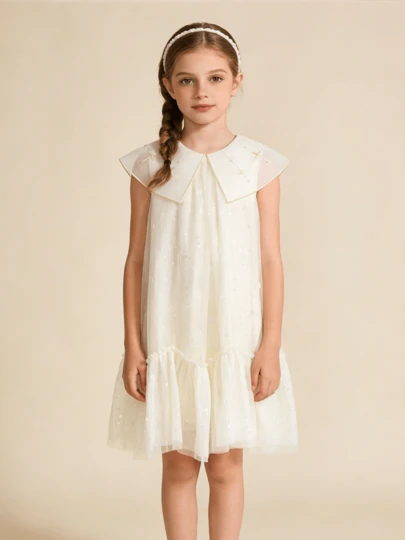 Balabala 女童网纱连衣裙，儿童夏季连衣裙，2025新款时尚可爱款式