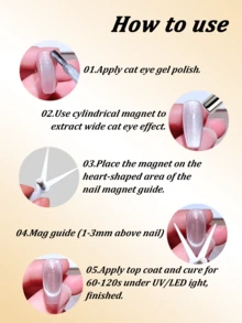 1/2/3件套猫眼美甲磁性工具套装 - X形和心形磁棒，带强力磁条，适用于DIY沙龙3D猫眼凝胶指甲油美甲 - 彩色 - 查看 5