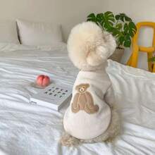 1 Áo nỉ thêu hình gấu cho thú cưng, Áo khoác lót cho chó/mèo, Quần áo cho thú cưng mùa thu/đông, Áo cho thú cưng - Màu xanh lam - Xem 4