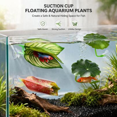 1 Bộ Lá Nổi Có Giác Hút Cho Bể Cá, Võng Nghỉ Ngơi cho Cá Betta, Trang Trí Cây Thủy Sinh Nhân Tạo, Giường Lá Có Giác Hút Mạnh Cho Cá Betta, Thích Hợp Cho Trang Trí Bể Cá Vàng và Cá Nhiệt Đới, Giúp Giảm Căng Thẳng & Nơi Sinh Sản, Vật Dụng Cần Thiết Cho Bể Cá Cảnh