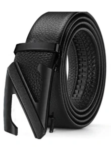 1 chiếc thắt lưng da nam, khóa tự động, chất lượng cao, phù hợp cho người trung niên và thanh niên, dùng được với quần jean và quần tây. - màu đen - View 4