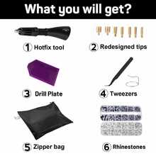 热熔钻贴钻器，带水晶热熔扁平玻璃熨斗，水钻热熔工具，适用于鞋子和衣服 - 彩色 - 查看 6