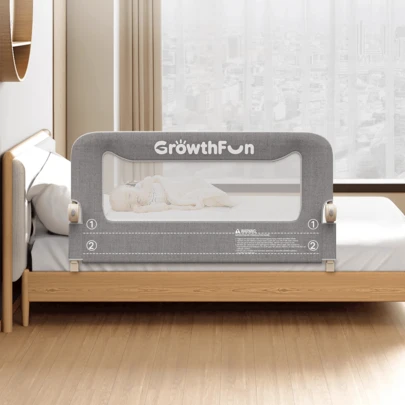 Foldable Bed Rail For Toddlers, Reinforced Carbon Steel Frame&Connectors, Breathable Cationic Fabric, Safety Toddler Bed Rails For Queen, King, Twin, Full, No-Tool Setup.