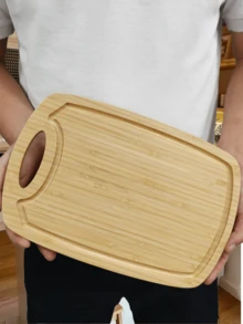 1 pièce Planche à découper en bambou - Planche à découper en bambou avec rainure d'écoulement, pour la viande, les légumes, l'extérieur, la cuisine, matériau en bambou naturel, accessoires de cuisine, le camping, les cadeaux de mariage, les cadeaux de Noël, les cadeaux pour les enseignants - Nude - Voir 3