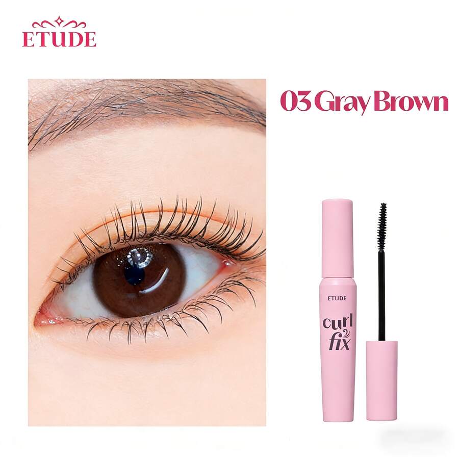 Maskara ETUDE untuk Mengeriting, Membentuk, Tahan Air, Anti Luntur, dan Bebas Gumpalan - Desain Kuas Mikro, Hasil Keriting Tahan Lama, Cocok untuk Pemakaian Sehari-hari, Hadiah Hari Valentine/Ulang Tahun, Musim Semi & Musim Dingin - 03 Cokelat keabu-abuan - View 1