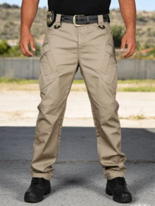 Men's Tactical Jumpsuit With Side Pocket And Skate Pants - 卡其色 - 查看 12