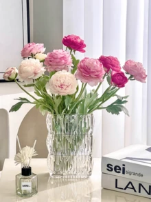 1/3/5pcs Velvet Lotus Peony Artificial Flowers, Bouquet With Leaves, Realistic Long Stems, Artificial Material That Will Never Wither, Suitable For Home Decoration, Room Decoration, Flower Arrangement, Outdoor Garden Decoration, Wedding Bouquet, Mother's Day And Valentine's Day Gifts. - Multicolor - View 5