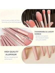 12/1 Set Makeup Brush Set, Portable Eyeshadow & Blush Brush Set, Cleansing Sponge Tools, Makeup Sponge, Makeup Tool Set Includes 8 Makeup Brushes + 4 Makeup Sponge Puffs, Cleansing Tools, Face Brush, Eye Brush, Brow Brush, Foundation Brush, Blush Brush, Stippling Brush, Concealer Brush, Makeup Sponge, Makeup Sponge, Soft Bristle Makeup Brushes - Multicolor - View 4