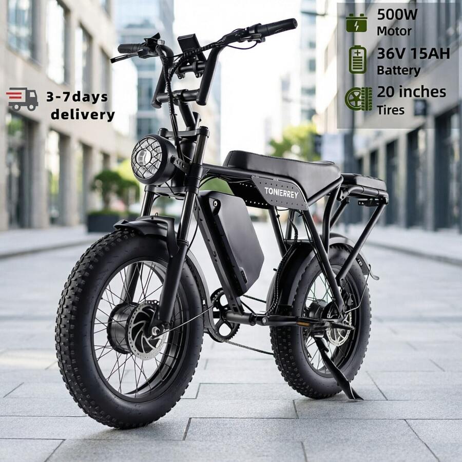 Adult Electric Bicycle, 36V 15AH Battery, 500W Motor (Peak 1100W), Top Speed 45 Km/H, Range 50 Km/100 Km, 20-Inch * 4.0 Wide Tires. - 雙驅plus - 查看 1