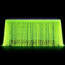 Suministros para fiesta con luz, decoración de fiesta neón, falda de mesa ondulada metálica luminosa de color púrpura-rojo con borlas, adecuada para fiestas con luz, decoraciones de cumpleaños - Multicolor - Ver 3