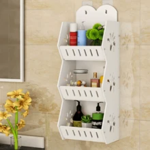 1pc Wall-Mounted Bathroom Shelf, Large Capacity Toiletry Storage Rack, Multi-Layer No-Drill Storage Shelf, Easy Installation, Space-Saving, Modern Design, Suitable For Storing Cosmetics, Toothpaste, Shampoo, Body Wash, Skincare Products, Tissues, Also Applicable To Balcony And Kitchen Storage. - White - View 6