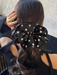 复古优雅波点大号发圈，布艺发饰，女士发圈头饰，家居卧室装饰发圈，马尾辫发绳 - 彩色 - 查看 6