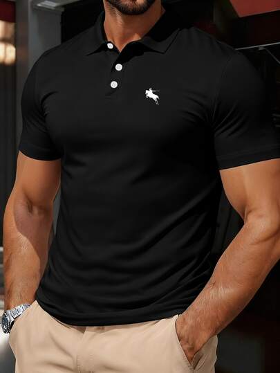 Áo polo nam nhẹ, thoáng khí in hình ngựa Knight Horse, thích hợp cho chơi golf, tennis và các hoạt động thể thao ngoài trời.