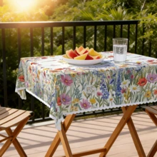 1 pieza Mantel con tema de boda, floral retro colorido con margaritas y mariposas, hecho con tecnología de impresión en poliéster, adecuado para uso diario en el hogar, cocina, comedor, picnic, patio, interior/exterior, fiesta de boda, cumpleaños, Día de la Madre y otras ocasiones - A - Ver 9